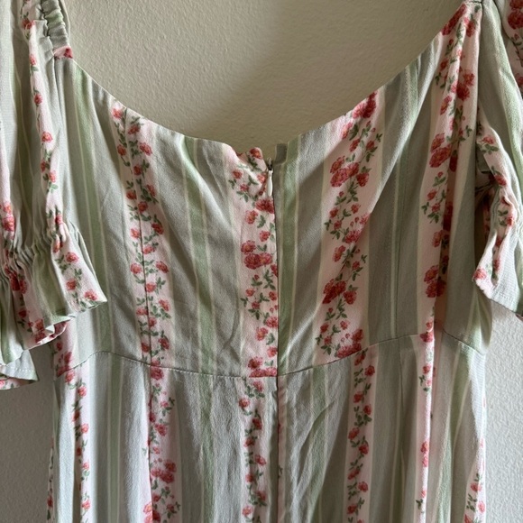 NWT WeWoreWhat Rosewood Victorian Floral Striped Puff Sleeve Midi Dress size 10 - Picture 9 of 10